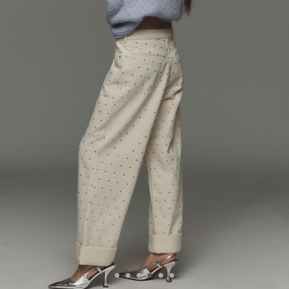 Anthropology Pilcro Sparkle Cream Textured Pants - Picture 4 of 10